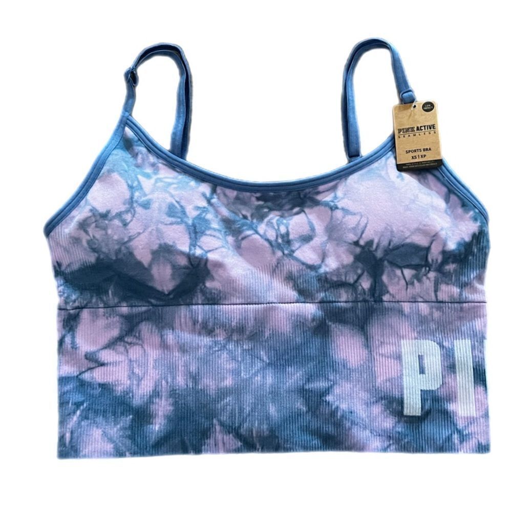 Victorias Secret PINK Active Seamless Sports Bra Lightly Padded longline tie dye